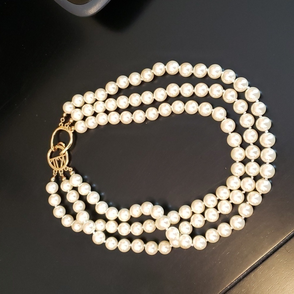 KJL 3 strand faux pearl necklace
